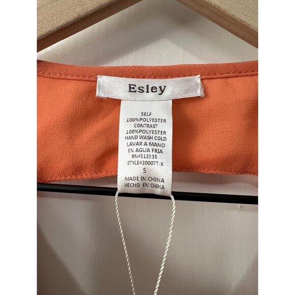 Esley Orange Sleeveless Blouse Pink White Blue Green Weave Detail - Women's S - Picture 3 of 6